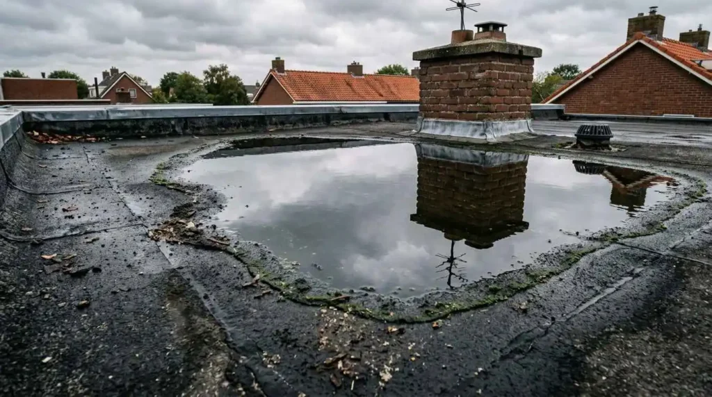 water-op-plat-dak-plasvorming-bitumen